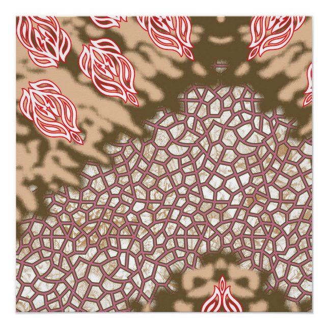 Intrikates Stoffdesign mit Blumenmuster Poster (Vorderseite)