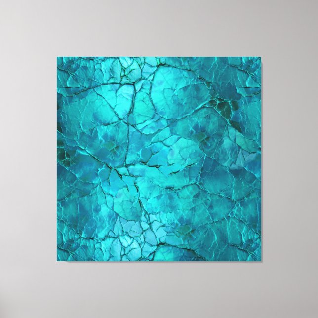 Intrikierte Risse, Linien in Aquamarin und Türkis Leinwanddruck (Vorderseite)