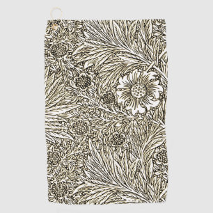 Intrikiertes Blumendesign in Braun und Weiß Golfhandtuch