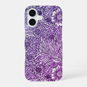 Intrikiertes Blumendesign in Lila Farben und Weiß iPhone 16 Hülle