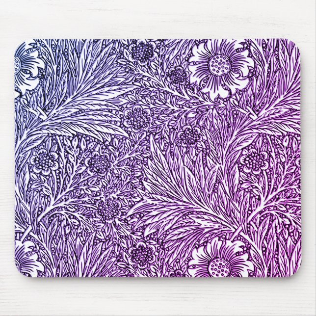 Intrikiertes Blumendesign in Lila Farben und Weiß Mousepad (Vorne)