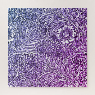 Intrikiertes Blumendesign in Lila Farben und Weiß Puzzle