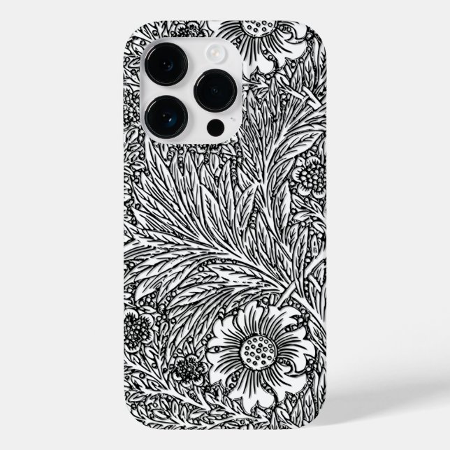 Intrikiertes Blumendesign in Schwarz und Weiß Case-Mate iPhone Hülle (Rückseite)