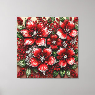 Intrikiertes Gem verziertes Blumendesign Leinwanddruck