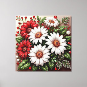 Intrikiertes Gem verziertes Blumendesign Leinwanddruck