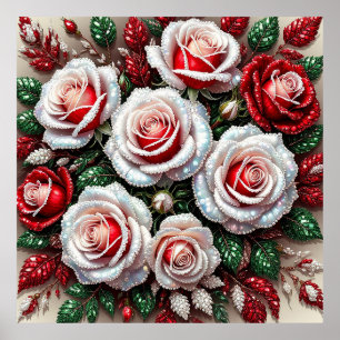 Intrikiertes Gem verziertes Blumendesign Poster