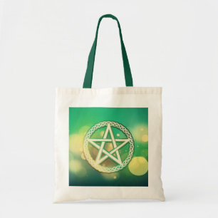 Intrikiertes grünes Pentagramm Tragetasche