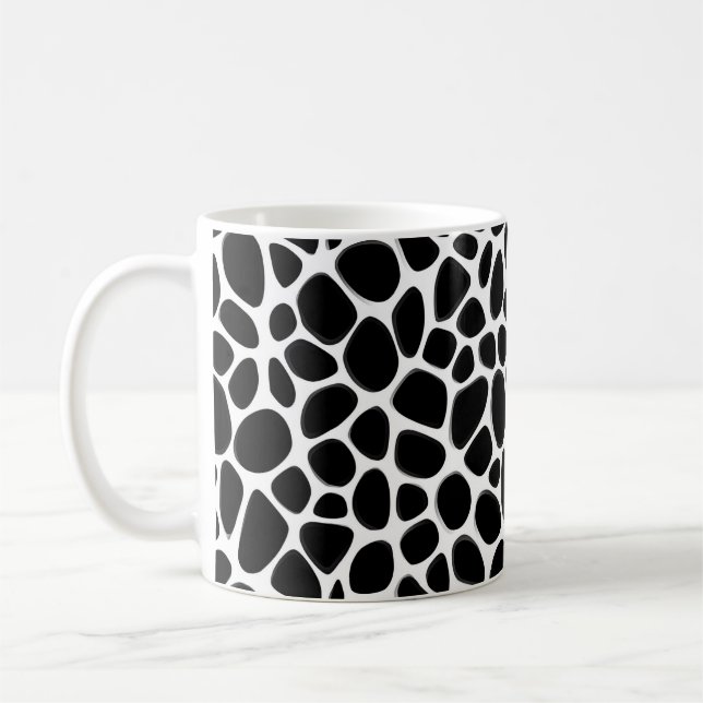 Intrikiertes Schwarzweiß-Muster Kaffeetasse (Links)