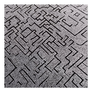 Intrilates Schwarz-Weiß-Labyrinth-Labyrinth Poster