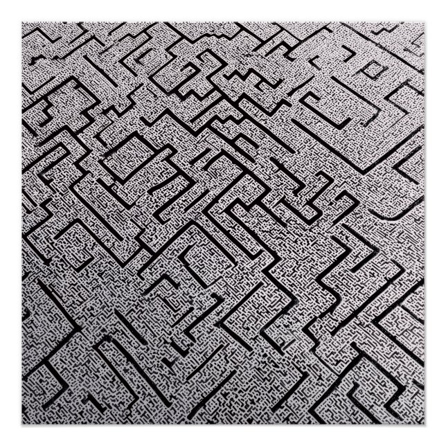 Intrilates Schwarz-Weiß-Labyrinth-Labyrinth Poster (Vorderseite)