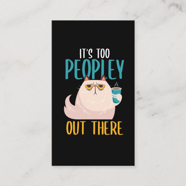 Introvert Cat Funny introvertiert Kaffeetrinker Visitenkarte (Vorderseite)