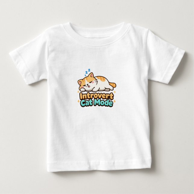 Introvert Cat Mode Funny Baby T-shirt (Vorderseite)