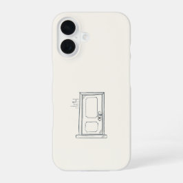 Introvert Gift Minimalist Closed Door Line Art iPhone 16 Hülle