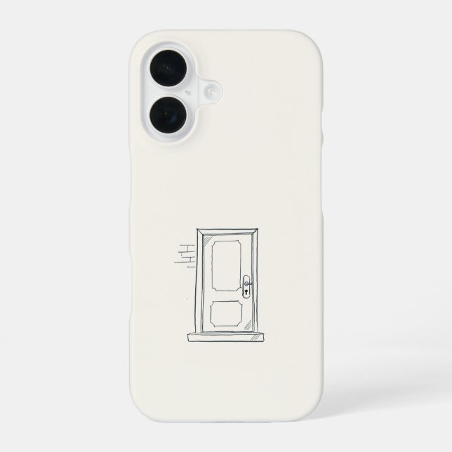 Introvert Gift Minimalist Closed Door Line Art iPhone 16 Hülle (Rückseite)