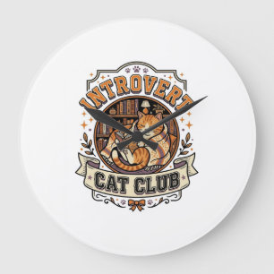 Introvert Katzenclub Katze Introvertiert Antisozia Große Wanduhr