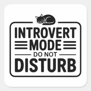 Introvert-Modus Nicht Stören Minimalistische Typog Quadratischer Aufkleber