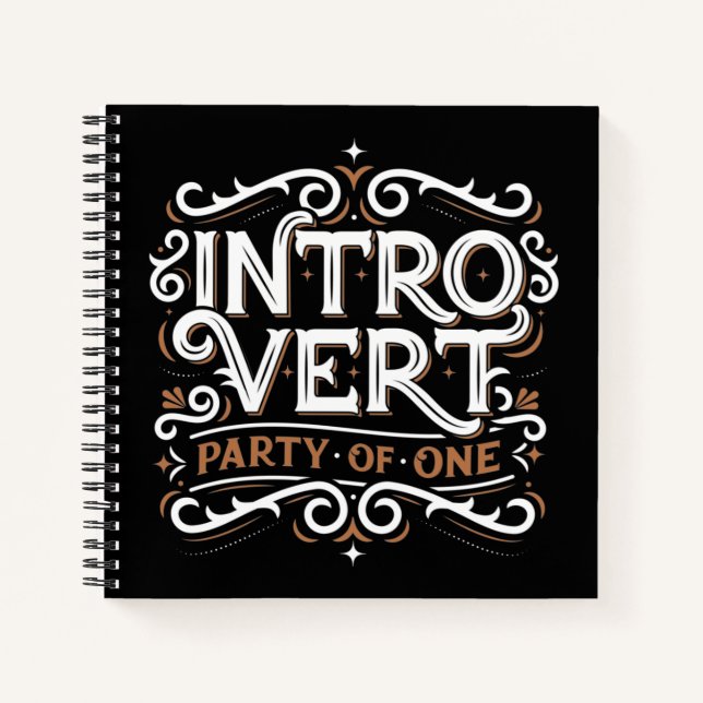Introvert (Party of One) Uni-regiertes Sq-Notebook Notizbuch (Vorderseite)