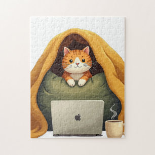 Introvert Überlebensmodus Katze Decke Festung Tass Puzzle