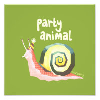 Introvertebrates Party Schnecke Medium Art Print