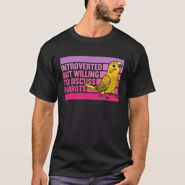Introverted But Parrots Yellow Lutino Budgie Budge T-Shirt (Vorderseite)