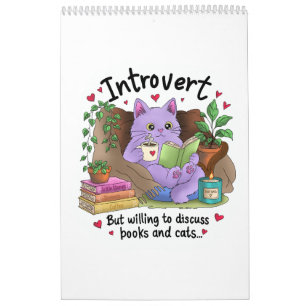 Introvertiert, aber bereit, über Bücher und Katzen Kalender