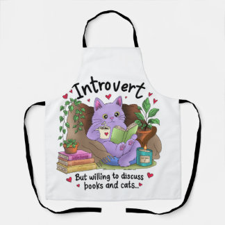 Introvertiert, aber bereit, über Bücher und Katzen Schürze