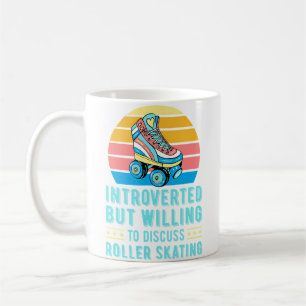 Introvertiert, aber bereit, über Rollschuhlaufen z Kaffeetasse