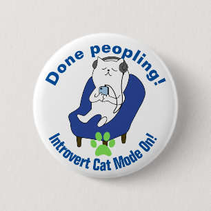 Introvertierte Katze Button
