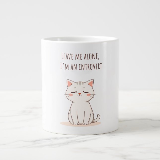 Introvertierte Katze Jumbo-Tasse (Vorderseite)