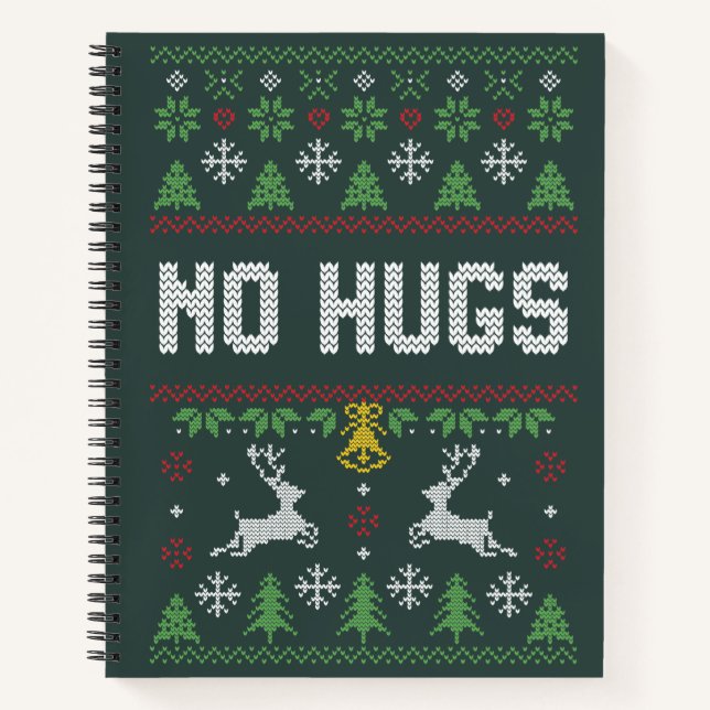 Introvertierte No Hugs Funny Ugly Weihnachtssüßer Notizbuch (Vorderseite)