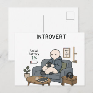 Introvertierte Sozialbatterie 1% Lustiges Introver Postkarte
