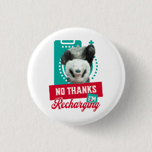 Introvertierter Burnout-Panda Soziale Batterie Des Button