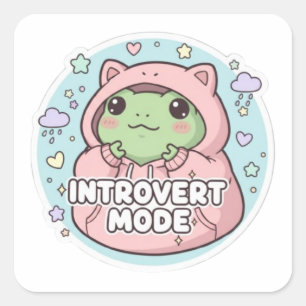 Introvertierter Frosch-Sticker Cute Hoodie Frosch  Quadratischer Aufkleber