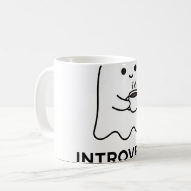 Introvertierter Geist spricht nicht vor dem Kaffee Kaffeetasse (Vorderseite Links)