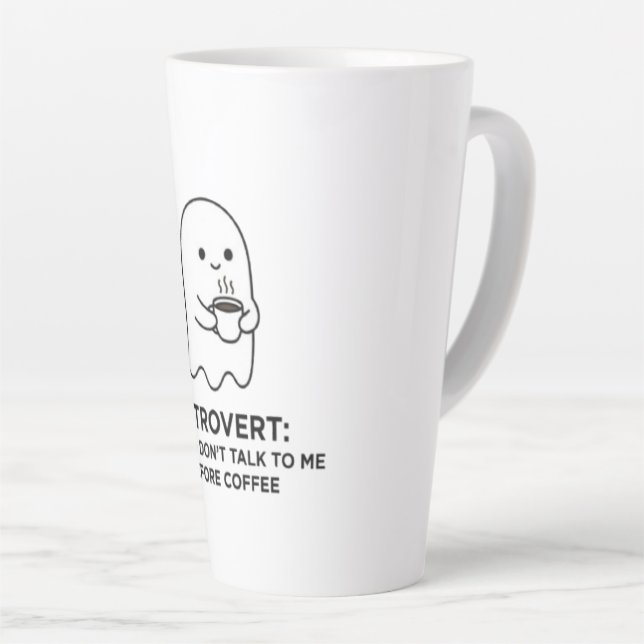 Introvertierter Geist spricht nicht vor dem Kaffee Milchtasse (Rechte Ecke)