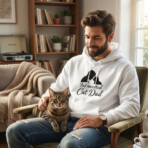 Introvertierter Katzenvater Minimalistischer Silho Hoodie