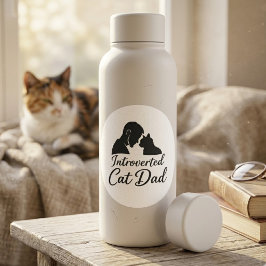 Introvertierter Katzenvater Vintage-Silhouette Min Runder Aufkleber