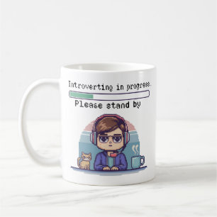 Introvertierung in Arbeit – Lustiges Retro Pixel Kaffeetasse
