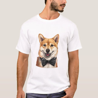 Inu Dog Wearing Bow Krawatte T-Shirt