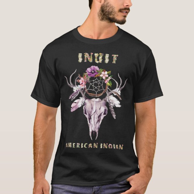 Inuit Amerikanische Ureinwohner Stamm BOHO Blumens T-Shirt (Vorderseite)