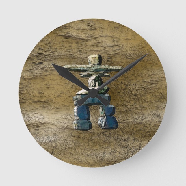 Inuit Eskimo Inukshuk & Rock Textur Uhr (Vorderseite)