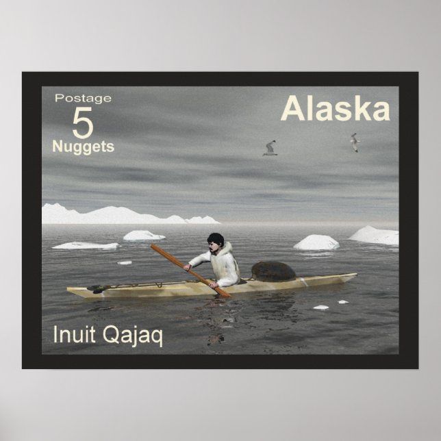 Inuit Kayak - Alaska Postage Poster (Vorne)
