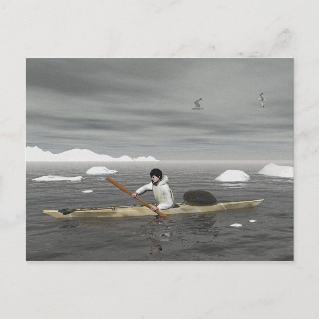 Inuit Kayak Postkarte (Vorderseite)