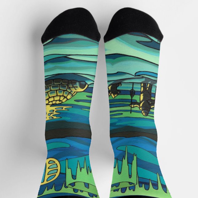 Inuit Love Socks Tribal Aurora Art Socks Socken (Oben)