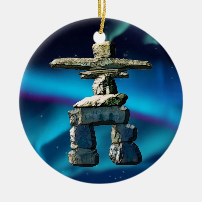 Inukshuk-Indianersteine Keramik Ornament (Vorne)