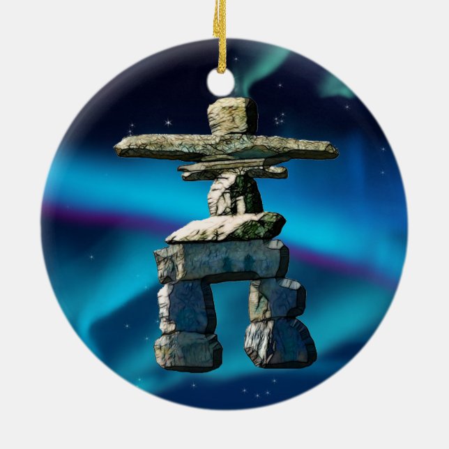 Inukshuk-Indianersteine Keramik Ornament (Hinten)