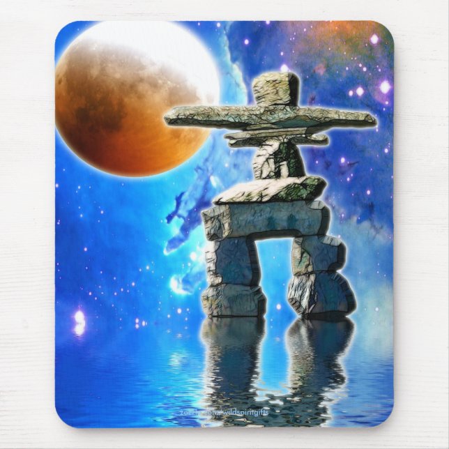 Inukshuk Moon & Space Fantasy Art Mousepad (Vorne)