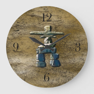 Inukshuk & Rock Texture Clock Große Wanduhr