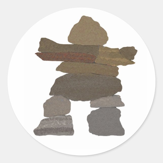 Inukshuk Runder Aufkleber (Vorderseite)