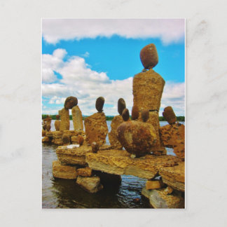 Inukshuk Stone River Skulpturen Postkarte